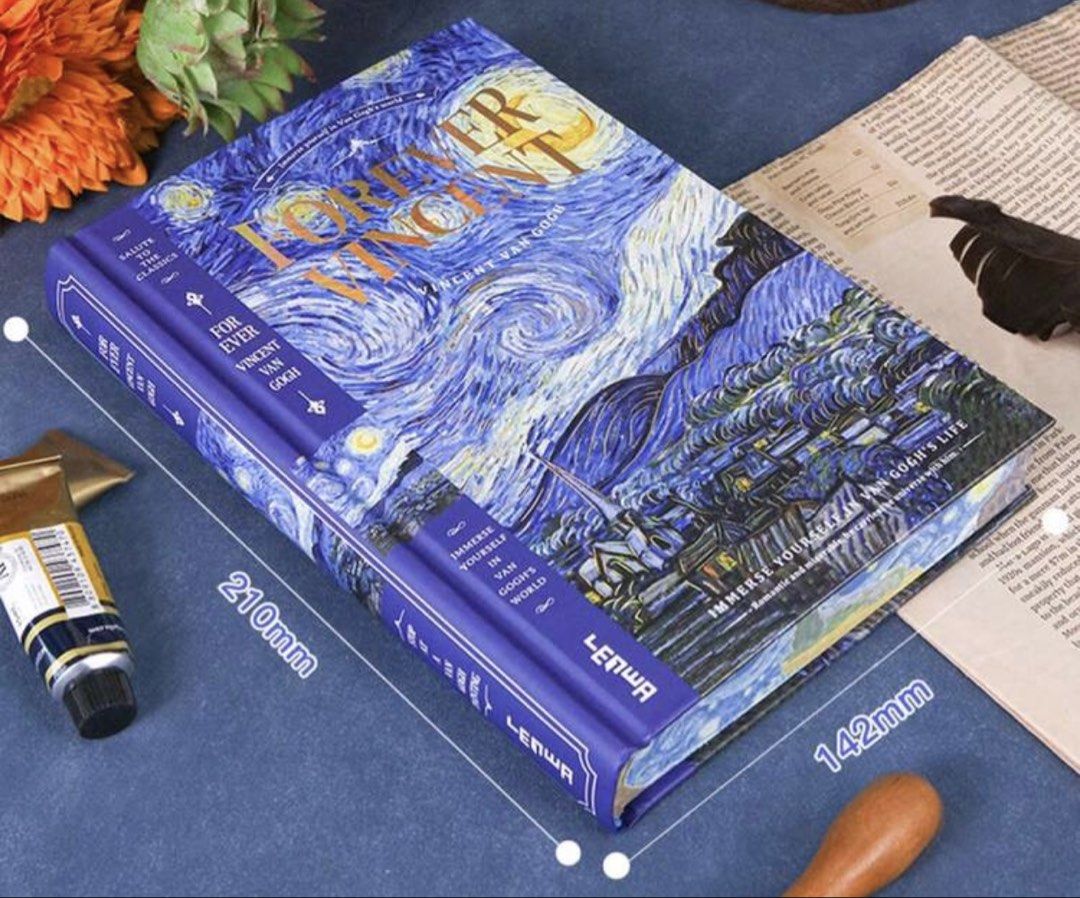 A5 Van Gogh blank journal (Category: Stationery & School Supplies) located in Quezon City. Submitted by theotherworld (Listing ID 1470615222, Image 2). Description: - Product: A5 Van Gogh Blank Journal - Size: A5 (210mm x 142mm / 8.27 x 5.59 inches) - Design: Features iconic Vincent Van Gogh masterpieces with elegant gold foil detailing - Special Feature: Beautiful printed page edges matching the cover art - Condition: Brand new - Ideal Use: Jour