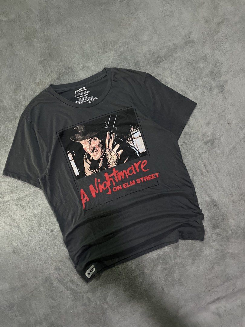 A nightmare on Elm Street (Category: Tshirts & Polo Shirts ) located in Manila. Submitted by ichann.lrdzbl (Listing ID 1470669410, Image 2). Description: • DIMENSION Width: 20 Length: 27.5 Size: Medium ‘ DETAILS Issue: Need Wash, Condition Rate: 9/10 Color Rate: 9/10.