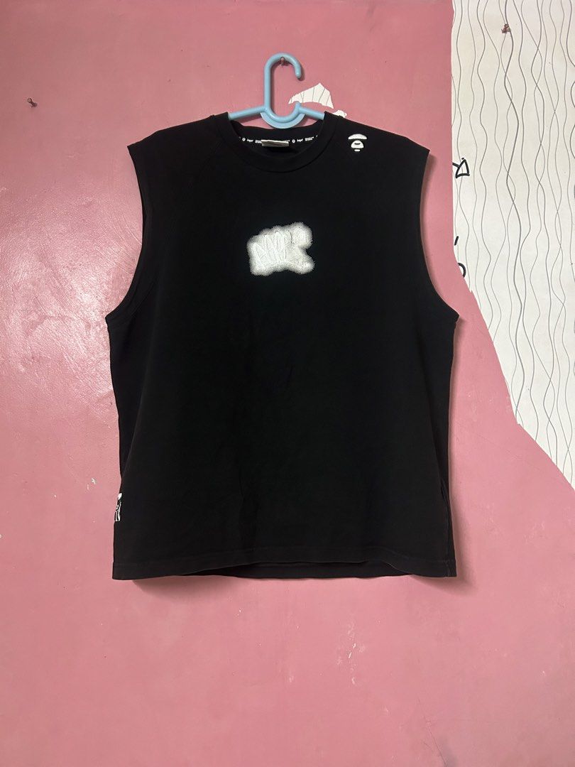 AAPE BLACK TANKTOPS EMBROIDERED DESIGN (Category: Activewear) located in Dasmarinas. Submitted by dnnr3rdyyyyy (Listing ID 1470695848, Image 1). Description: Size XL on tags 9.5/10 color rate No Major Issues Good Condition Authentic/Legit All goods Neckline Unique Designs .