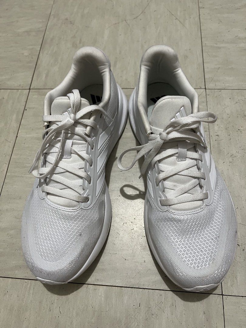 Adidas Cloudfoam White Running Shoes Size US 9 (Category: Sneakers) located in Quezon City. Submitted by Zandee (Listing ID 1470656760, Image 1). Description: - Brand: Adidas - Color: All white with clean laces - Upper: Breathable mesh (stays bright white) - Cushioning: Cloudfoam midsole for maximum comfort - Outsole: Durable rubber with good traction remaining - Condition: excellent overall condition - Ideal for: Running, walking, or everyday ca