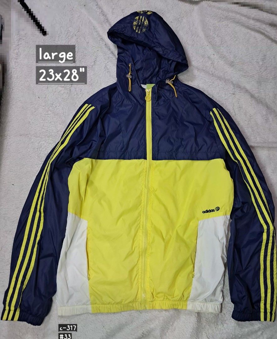 Adidas neo windbreaker jacket (Category: Coats, Jackets and Outerwear) located in Baguio. Submitted by mishmashfritz (Listing ID 1470669527, Image 1). Description: excellent used condition, crack prints logo/design xxl on tag pwede sa s to M -adult, thrifted, needs wash.