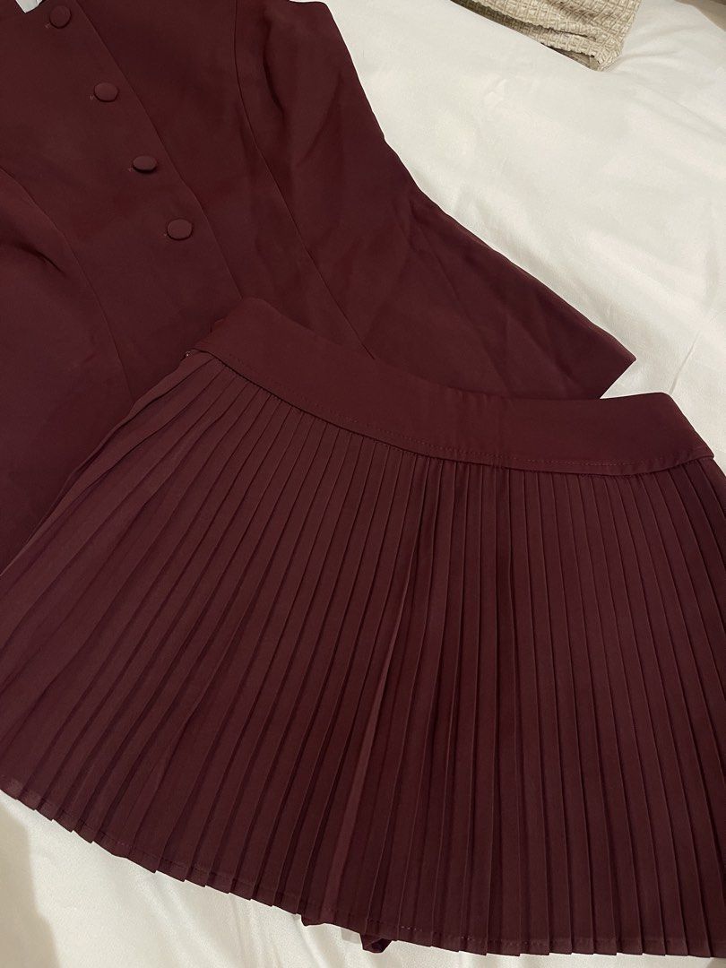 Adora Wine Coords (Category: Sets or Coordinates) located in Quezon City. Submitted by everythingmustgo__ (Listing ID 1470662938, Image 3). Description: Adora Wine Coords (from BKK 🇹🇭) - brand new with tags - size: small - best fits: extra small to small frames (my actual size is xs-s, when worn for reference only) - if you are familiar w BKK clothes, you know how good their quality is! ‼️ firm with price. low ballers will not be entertained ‼️