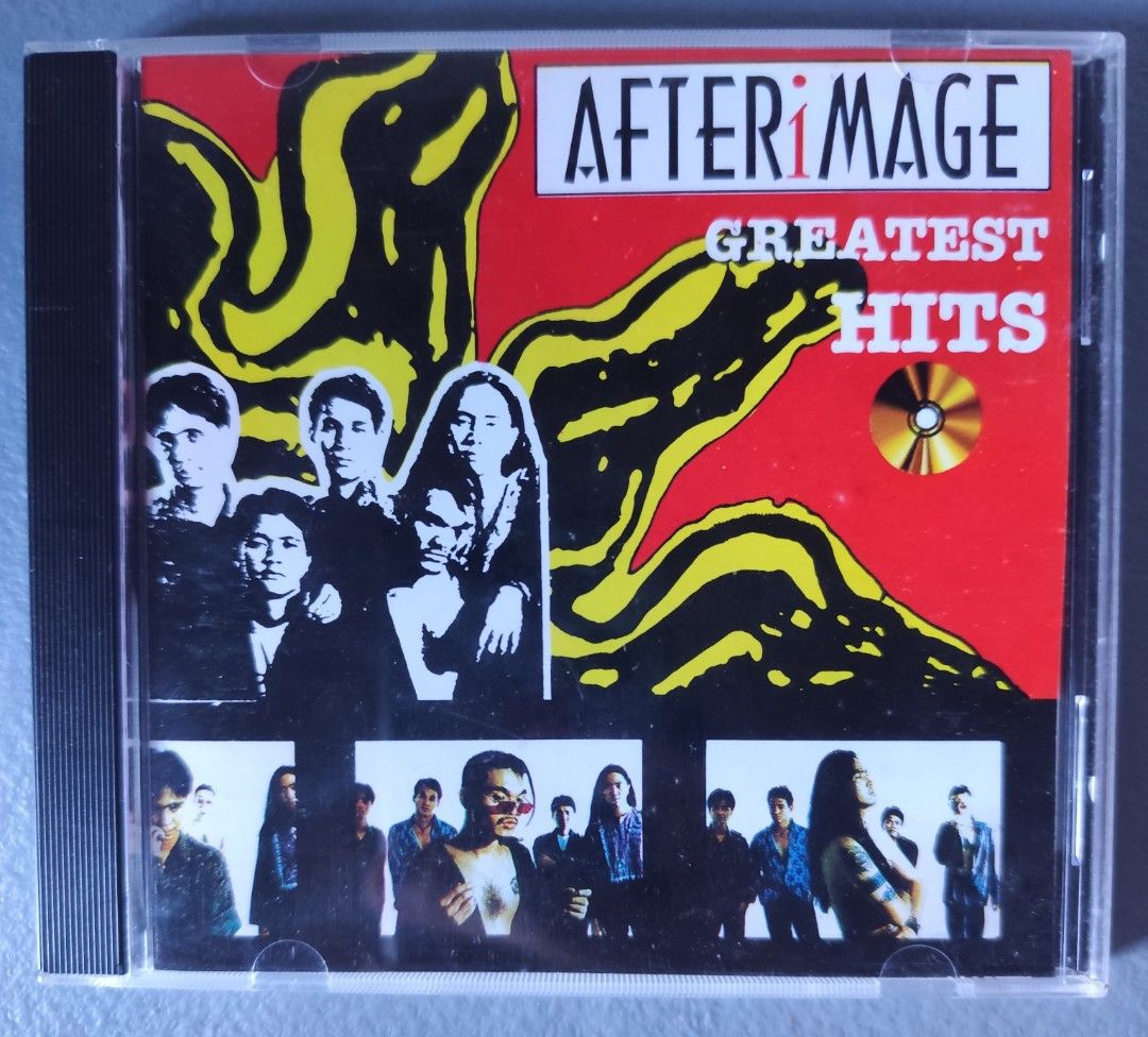 Afterimage Greatest Hits CD (Category: CDs & DVDs) located in Valenzuela. Submitted by xjepsx (Listing ID 1470630521, Image 1). Description: - Artist/Album: Afterimage - Greatest Hits - Format: Compact Disc (CD) in jewel case - Artwork: Features band photos with a striking red and yellow design - Genre: Classic OPM rock - Condition: Good addition to any local music collection - Shipping or meet-up options available upon request.