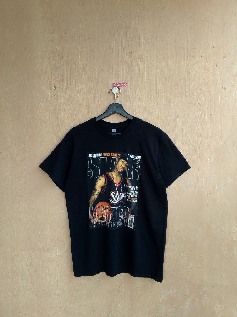Allen Iverson Slam Shirt (Category: Tshirts & Polo Shirts ) located in Lipa City. Submitted by MEECHYTWO2TWO (Listing ID 1470582778, Image 1). Description: •ALLEN IVERSON 3 SLAM SHIRT - Size: Medium - Width: 20 / Length: 28.5 - Location: Lipa City, Batangas - Excellent condition - Color rate: 10/10 - Additional sf +75 - Mop: GCASH/NO COD - Payment first tomorrow will be shipped.
