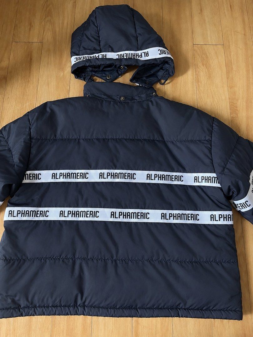 ALPHAMERIC Padded/Puffer Insulated Jacket (Category: Coats, Jackets and Outerwear) located in Manila. Submitted by manifestd (Listing ID 1470740692, Image 2). Description: ALPHAMERIC Padded/Puffer Insulated Jacket – Navy Blue ✔️ Thick and insulated, removable hood ALPHAMERIC logo bands all around ✔️ XL to 2XL 25” x 25” ✔️ Two large front flap pockets ✔️ No issue, 10/10 condition, like new ✔️J&T/Lalamove ready.