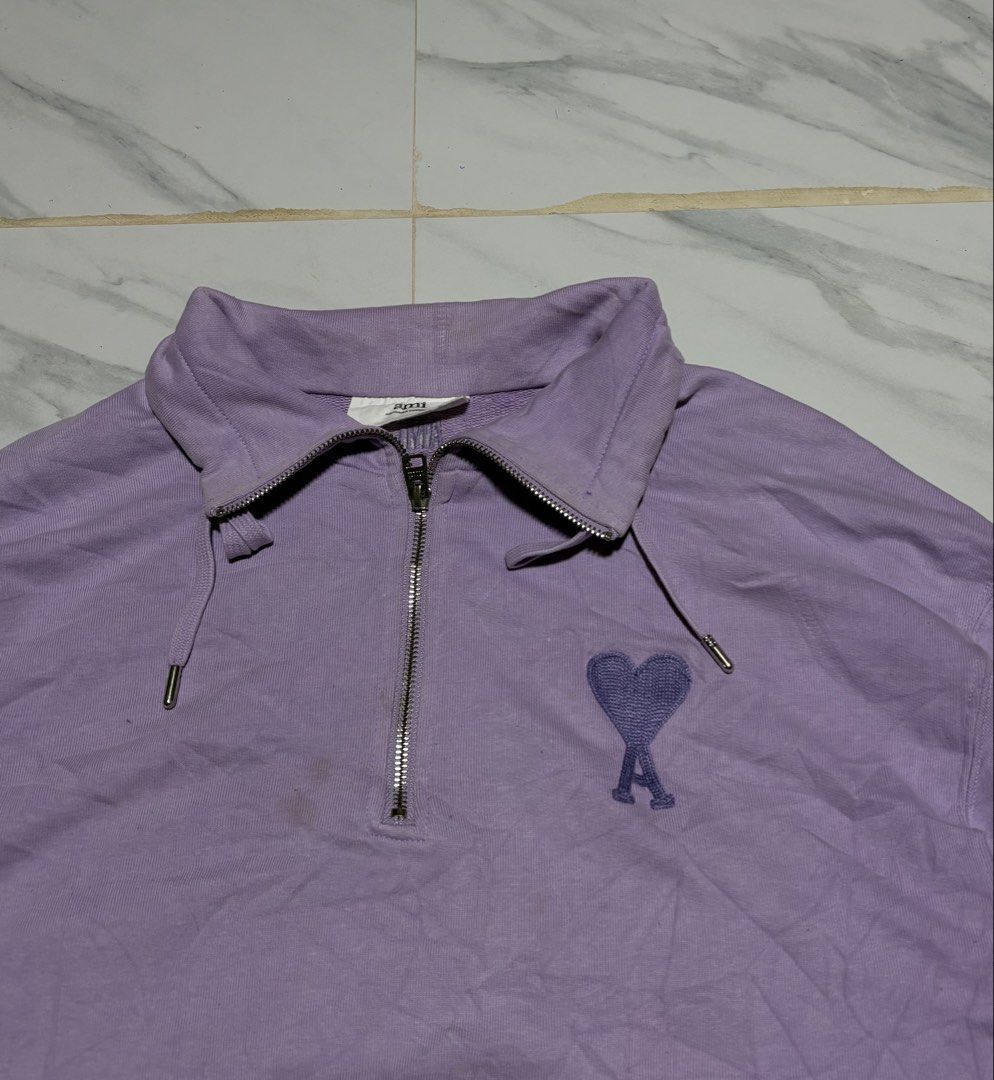 Ami Paris Purple Quarter-Zip (Category: Coats, Jackets and Outerwear) located in Baguio. Submitted by thriftedbaguio (Listing ID 1470596892, Image 2). Description: Very Good Condition Size Large Tagged Dimensions 26*27 Color 9.5.