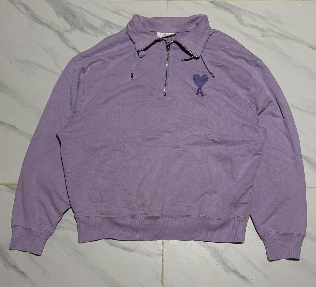Ami Paris Purple Quarter-Zip (Category: Coats, Jackets and Outerwear) located in Baguio. Submitted by thriftedbaguio (Listing ID 1470596892, Image 1). Description: Very Good Condition Size Large Tagged Dimensions 26*27 Color 9.5.