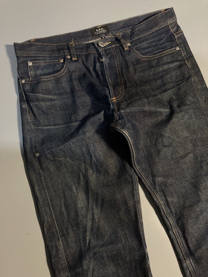 A.P.C Petit Standard Selvedge Jeans (Category: Luxury Apparel) located in Malaybalay. Submitted by spl3ndd_artifacts (Listing ID 1470738356, Image 3). Description: Waist 32 Length 38 Rise 9.5 Thighs 11.5 Hem 7.