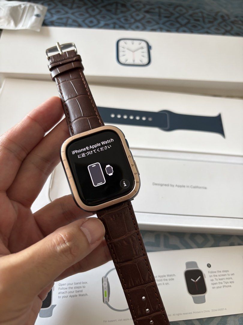 Apple watch 7 (Category: Wearables & Smart Watches) located in Makati City. Submitted by jaysales888 (Listing ID 1470593770, Image 3). Description: Original Apple watch 7, complete with charger and box. Free casetify protector, extra casetify strap, and leather strap..
