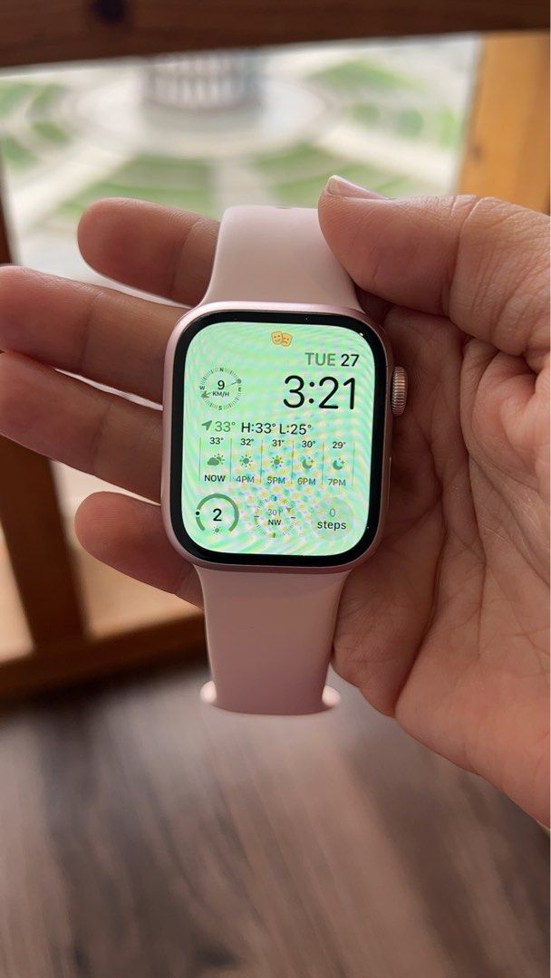 Apple watch series 9 41mm (Category: Wearables & Smart Watches) located in Manila. Submitted by graceeyy (Listing ID 1470621198, Image 3). Description: - Brand: Apple Watch Series 9 - Size: 41mm - Color: Pink (Case and matching strap) - Condition: Excellent, very well-maintained - Features: Bright display, fitness tracking, health sensors, smooth performance - Meetup Location: SM Manila Food Court or Makati.