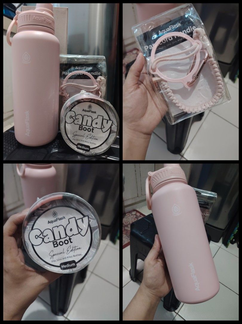Aquaflask Ballet Pink 32oz (Category: Water Bottles & Tumblers) located in Paranaque City. Submitted by tyrusjob10 (Listing ID 1470742386, Image 1). Description: Never been used with Brand new accessories also Rfs: Gift ng ka workmates since di ako sanay magdala ng tumbler huhu. ₱800 for take all fixed na po🫶🏼.