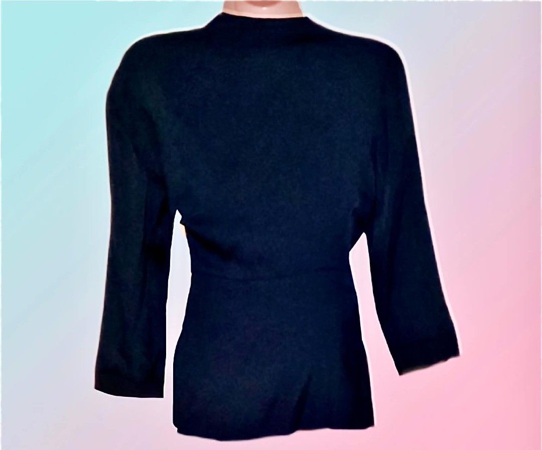 Armani Collezioni Black Asymmetric Zipper Jacket (Category: Coats, Jackets and Outerwear) located in Paranaque City. Submitted by calm_youngstore7 (Listing ID 1470687607, Image 2). Description: 80% OFF RETAIL! - Brand: Armani Collezioni - Color: Black - Condition: Brand new with original tags attached (Unworn) - Design: Asymmetric zipper front with a stylish cowl neck collar - Sleeves: Three-quarter length - Fit/Measurements: Chest width measures