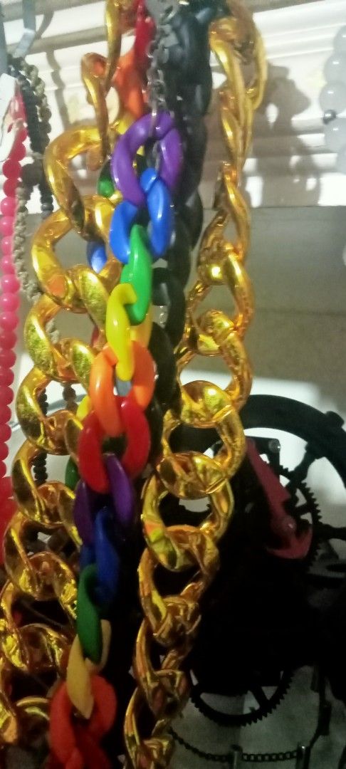 Assorted bracelets, cuffs, chains and leather strap (Category: Bracelets) located in Paranaque City. Submitted by dimaguilaa24827 (Listing ID 1470648403, Image 3). Description: - Mixed bundle of fun and colorful fashion accessories - Includes plastic chains, leather cuffs, colorful snap bracelets, and striped fabric sold per PC straps - Great for DIY crafts, costume parties, or everyday styling - Sold as a complete set - grab them all in one go!.