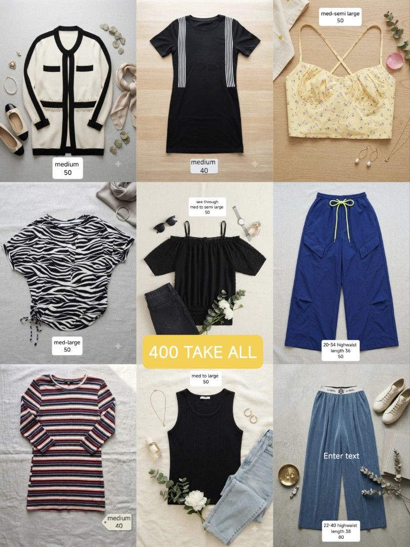 Assorted bundle for women|medium to large (Category: Others Tops) located in Las Pinas. Submitted by dnbrbnt (Listing ID 1470635667, Image 1). Description: 400 firm price na po sana also available for individual retail purchase—please scroll down to check the listings.
