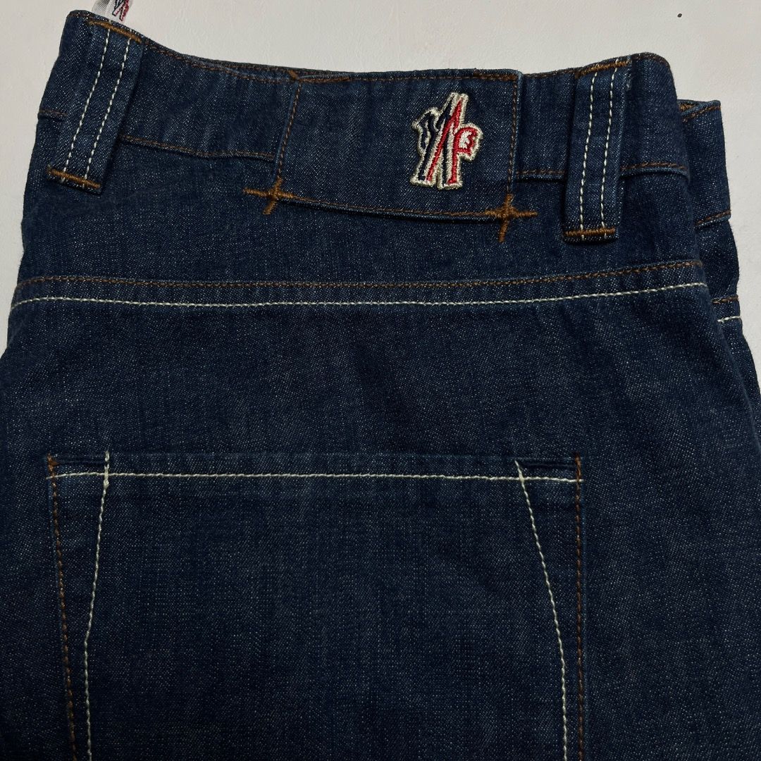 Authentic Moncler Grenoble Denim Pants (Category: Jeans) located in Caloocan City. Submitted by achilles_grails (Listing ID 1470673474, Image 2). Description: - Brand: Moncler Grenoble (Authentic) - Style: Classic 5-pocket dark wash denim pants - Details: Signature embroidered logo patch and branded hardware - Origin: Made in Romania - Authenticity: Includes original interior tags and Certilogo code for verification - Condition: Excellent pre-own
