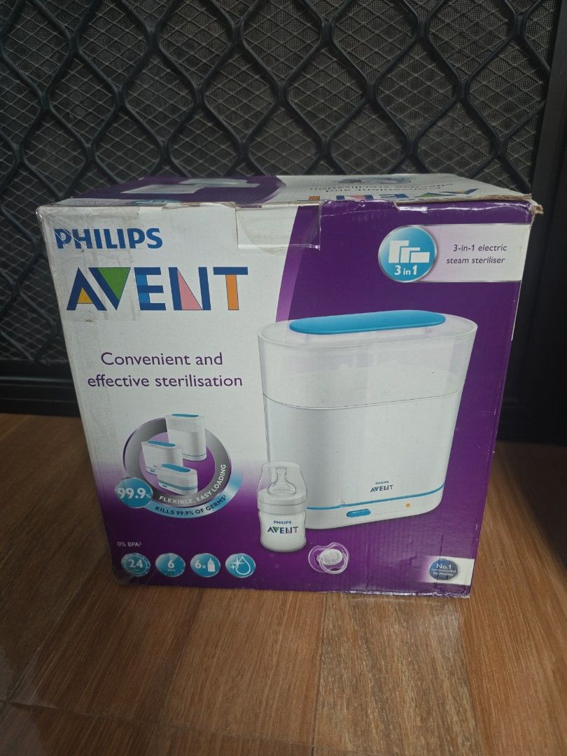 Avent 3 in 1 steriliser (Category: Breastfeeding & Bottle Feeding) located in Manila. Submitted by therealbargain (Listing ID 1470605381, Image 3). Description: Brandnew!! items are sealed but manufactured quite sometime No return NO refund since its sealed item unable to guarantee that NO discoloration.. buy at your own risk..