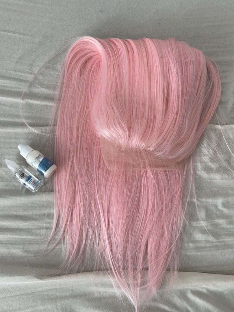 BABY PINK LACE FRONT WIG 26" (Category: Hair) located in Manila. Submitted by thechicacueva (Listing ID 1470568525, Image 1). Description: 26" pastel pink straight synthetic wig brand new (rfs: my halloween outfit didn't arrive on time natural-looking lace free front parting includes brand new and sealed wig glue and remover 📍taft, manila city 💸 gcash / maribank 📦 lbc / j&t / lalamove (SDD).