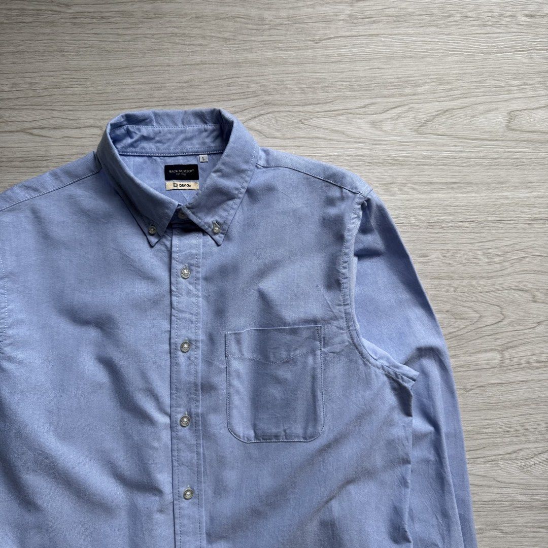 Back number Oxford Light Blue Button down Shirt (Category: Formal Shirts) located in Zamboanga. Submitted by rustic.rev (Listing ID 1470677003, Image 2). Description: Back number Oxford Light Blue Button down Shirt Like new condition Tagged: L Actual Measurements: Pit to pit: 22.5” Length: 28F,29B” Shoulders: 18” Sleeves length: 24”.