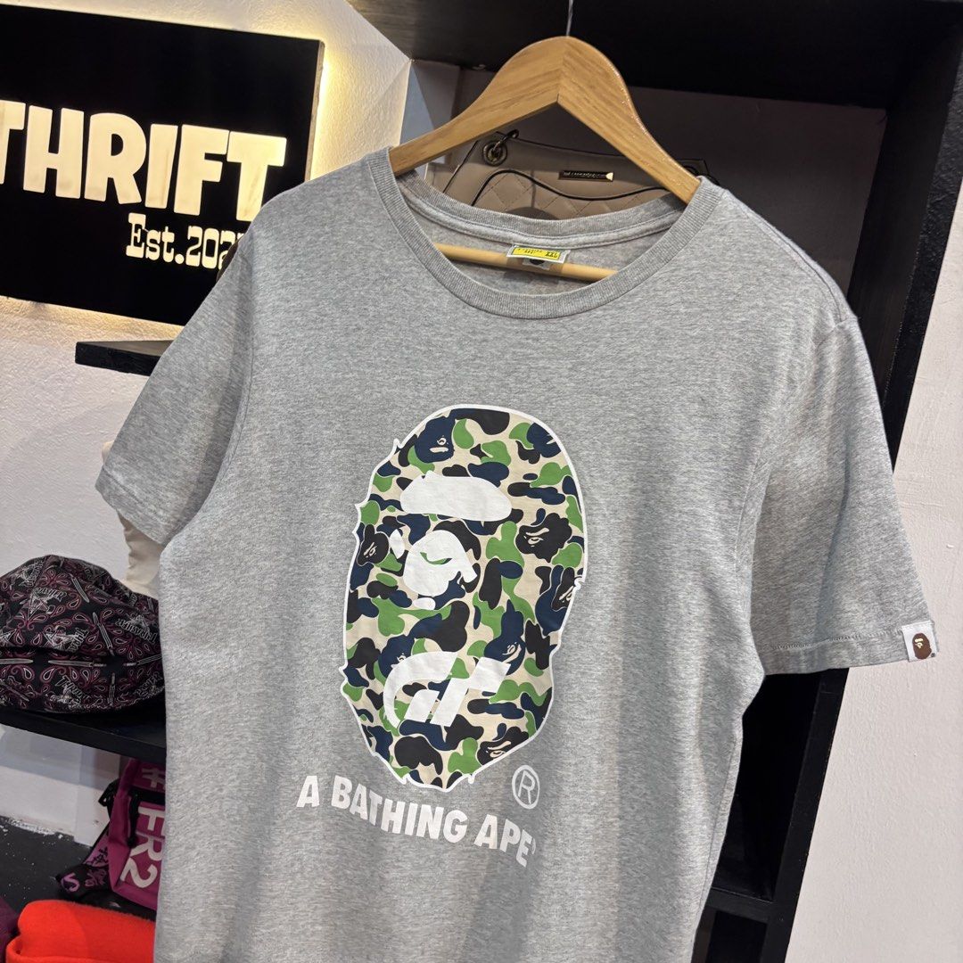 Bape Head Camouflage (Category: Activewear) located in Rizal. Submitted by doyskie.star (Listing ID 1470583044, Image 2). Description: BAPE BIG HEAD GREY SHIRT 20.5 x 27 COMPLETE TAGS GOOD CONDITION.