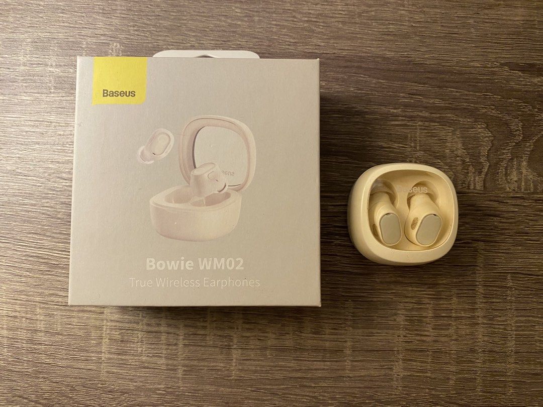 Baseus Bowie WM02 True Wireless Earphones (Category: Earphones) located in Taguig. Submitted by miss_beloved.25 (Listing ID 1470597022, Image 1). Description: - Model: Baseus Bowie WM02 True Wireless Earphones - Color: Soft cream / off-white - Inclusion: Compact charging case and original retail box - Condition: Great portable audio option for everyday use - Best for: Commuting, working out, and daily listening - Act fast: Grab them before someon