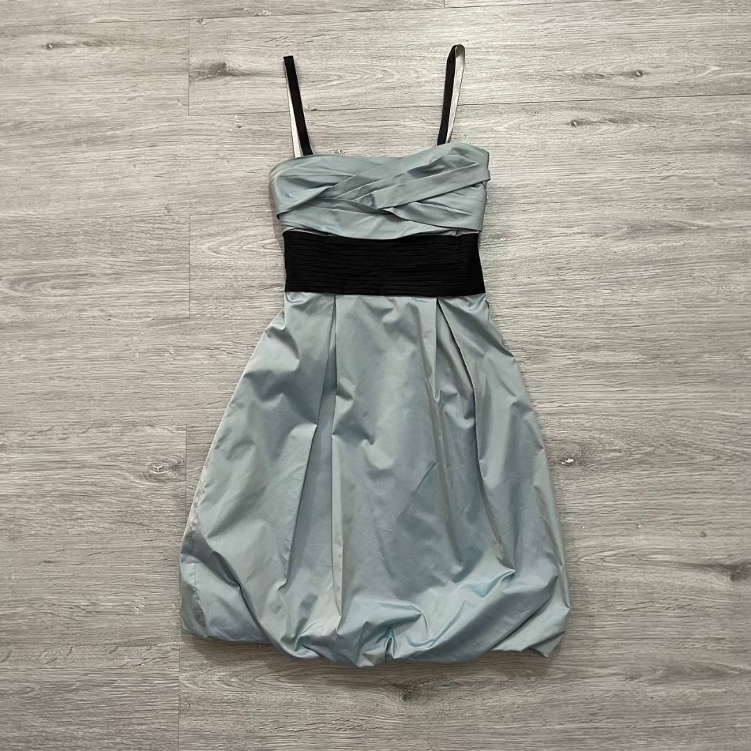 BCBGMAXAZRIA blue & black bubble-hem mini dress (Category: Evening dresses & gowns) located in Davao. Submitted by dollyvtg (Listing ID 1470602848, Image 1). Description: size: US 4 (tagged) / S bust: 31” waist: 26” length: 34” .