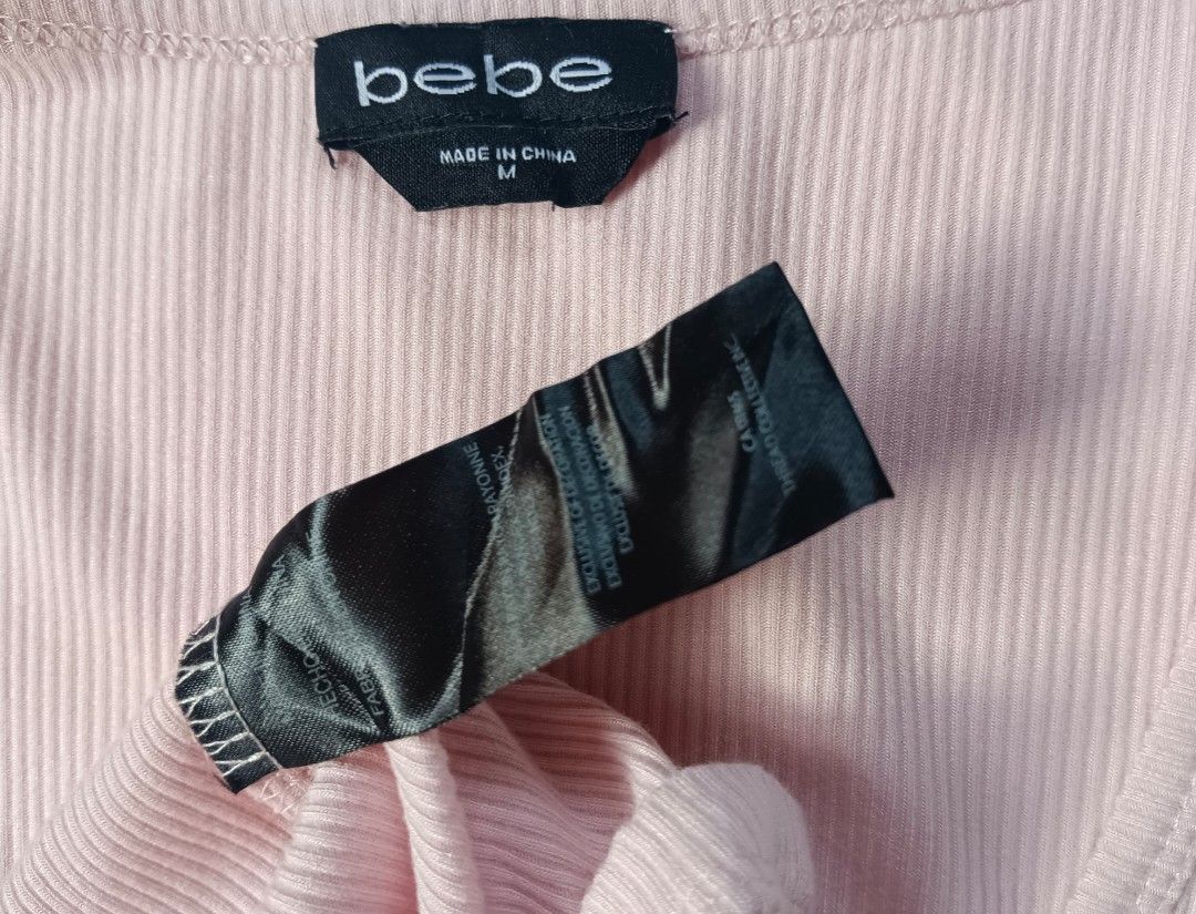 Bebe Rhinestone Pink Tops (Category: Luxury Apparel) located in Davao. Submitted by thriftbuddy (Listing ID 1470592700, Image 3). Description: size M on tag excellent condition 9/10 colorate missing 2 rhinestones see photos for details still presentable to wear.