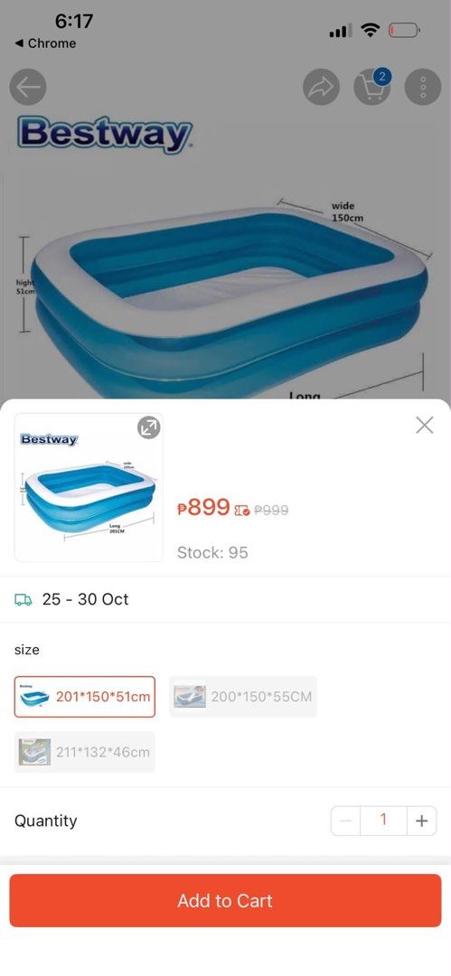 Bestway Pool (Category: Infant Playtime) located in Manila. Submitted by sweetfourshop (Listing ID 1470728992, Image 2). Description: See next photo for size ref Orig price was ₱899.