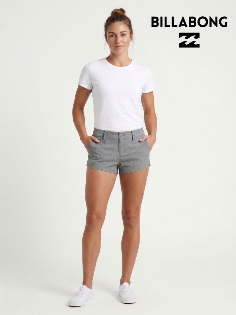 Billabong Grey Shorts Size 10 (Category: Activewear) located in Nasipit. Submitted by edwingonzales498-69377 (Listing ID 1470615578, Image 1). Description: - Brand: Billabong - Color: Heathered grey - Size: 10 (Tagged W30-32 x L9) - Closure & Fit: Button closure with belt loops - Pockets: Convenient front pockets - Details: Subtle embroidered Billabong branding near the pocket - Origin: Designed in Australia, made in China - Care: Cold machine wa