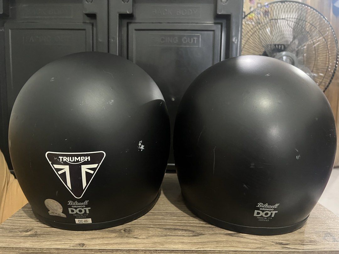 Bitwell Gringo Helmets (Category: Helmets and other Riding Gears) located in Quezon City. Submitted by terebells024 (Listing ID 1470648433, Image 2). Description: FOR SALE: Bitwell Gringo Helmets 🏍 💰 ₱10,000 for both helmets 📌 Available: 1 Small 1 Medium Condition: Needs washing With slight scratches Small size has a lock issue Honest posting lang para aware ang buyer sa condition. 😊 📍 Meet-up only: Commonwealth, Kristong Hari Pres. Corazon 