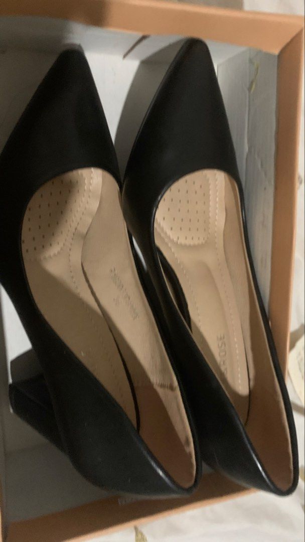 Black Block Heel Pumps Size 36 ROCK&ROSE (Category: Heels) located in Manila. Submitted by seraphinashoppe (Listing ID 1470641442, Image 2). Description: PRICE IS NEGO - Brand: SM Store - Style: Dawny (Model: RYG0083 BLK36) - Color: Black - Size: 36 EU - Condition: Brand new, never worn, pristine condition in box - Features: Chic pointed-toe, stable chunky block heel, and comfortable cushioned insoles with a cute polka dot lining - Inclusions: Or