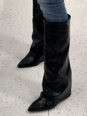 Black Boots from Bershka (WORN ONCE) (Category: Boots) located in Obando. Submitted by playdressup.ph (Listing ID 1470659389, Image 3). Description: - Trendy Y2K aesthetic black slouchy boots - Pointed toe design with mid-calf height - Features a trendy attached folded white knit leg warmer top - Made of durable faux leather - Worn only once, soles are super clean - Fits true to size WORN ONCE ONLY AT SHANGHAI DISNEYLAND 🤍 bought it for ₱5k++ .