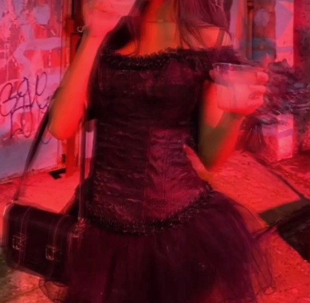 Black Off-Shoulder Corset Top with Ruffle Trim (Category: Sleeveless) located in Manila. Submitted by xialongbae (Listing ID 1470700985, Image 2). Description: SIZE: XS-S Bought for 600 PHP. Only used twice..