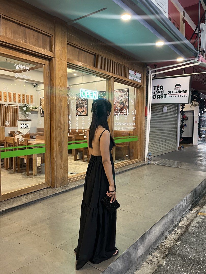 Black Spaghetti Strap Maxi Dress (Category: Dresses) located in Cabanatuan. Submitted by yusitems (Listing ID 1470601035, Image 2). Description: Used once! Love the fabric and how flowy it is. Adjustable straps! My height is only 5’2 📦 Shipping via J&T.