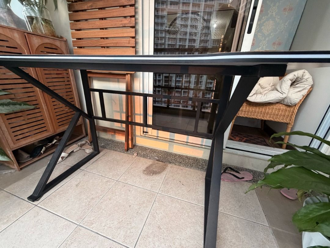 Black Study / Office / Gaming Desk (Category: Tables & Sets) located in Pasig City. Submitted by precipitation_ (Listing ID 1470583075, Image 3). Description: Black Study / Office / Gaming Desk Sturdy black desk, perfect for working from home, studying, or gaming! Dimensions: 120 cm (L) × 60 cm (W) × 75 cm (H) Color: Black Condition: Sturdy and functional. Has one small chip, but otherwise in good condition with no other damage. Original Price: ₱