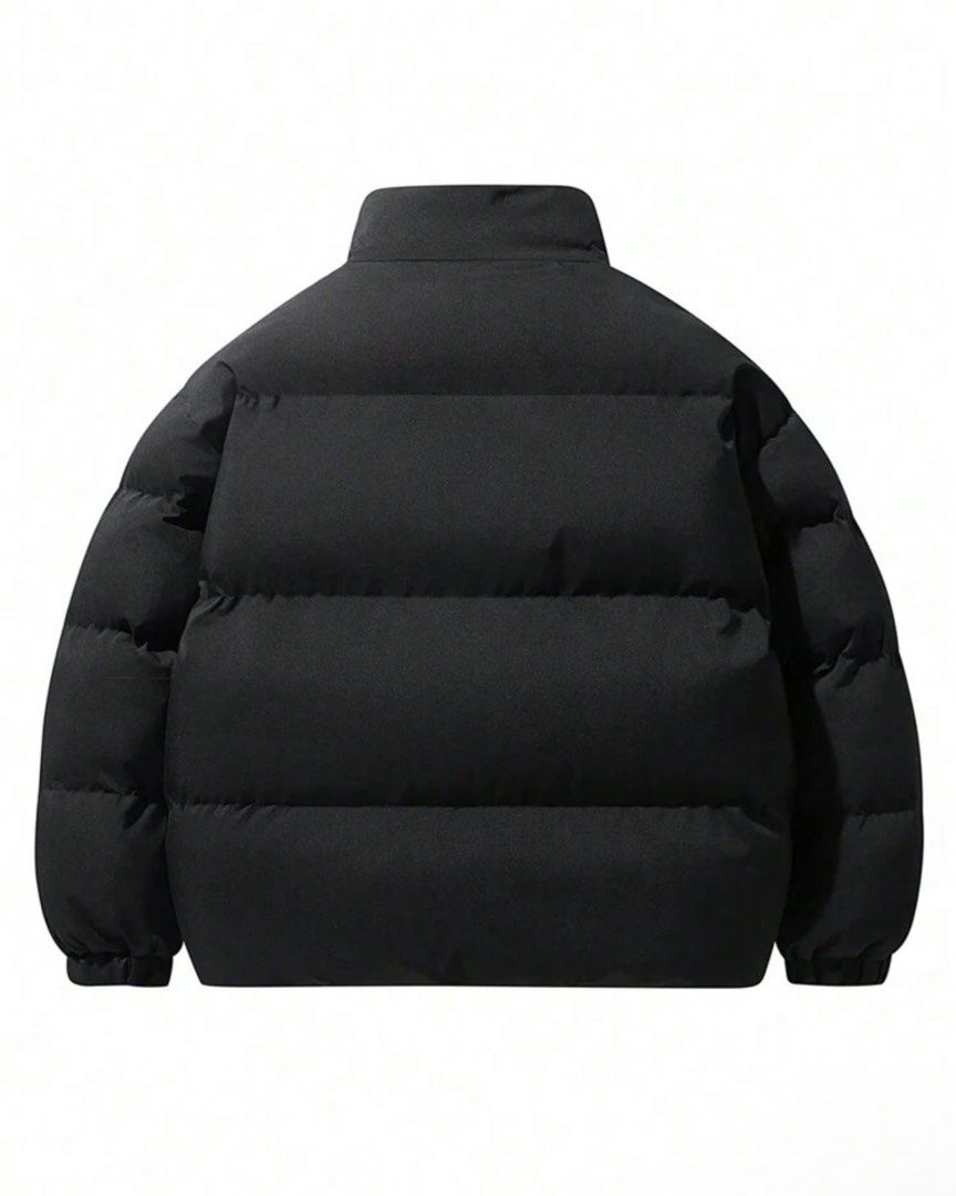 Black Winter Puffer Jacket Stand Collar Warm Outerwear (Category: Coats, Jackets and Outerwear) located in Cebu City. Submitted by spiralstories (Listing ID 1470603851, Image 2). Description: Solid black winter puffer jacket with thick fluffy insulation, a high stand collar, and elastic cuffs to keep you warm and block the wind. Features a full zip front and two side pockets in a clean streetwear look. RFS: too big and can't return to shein na. B