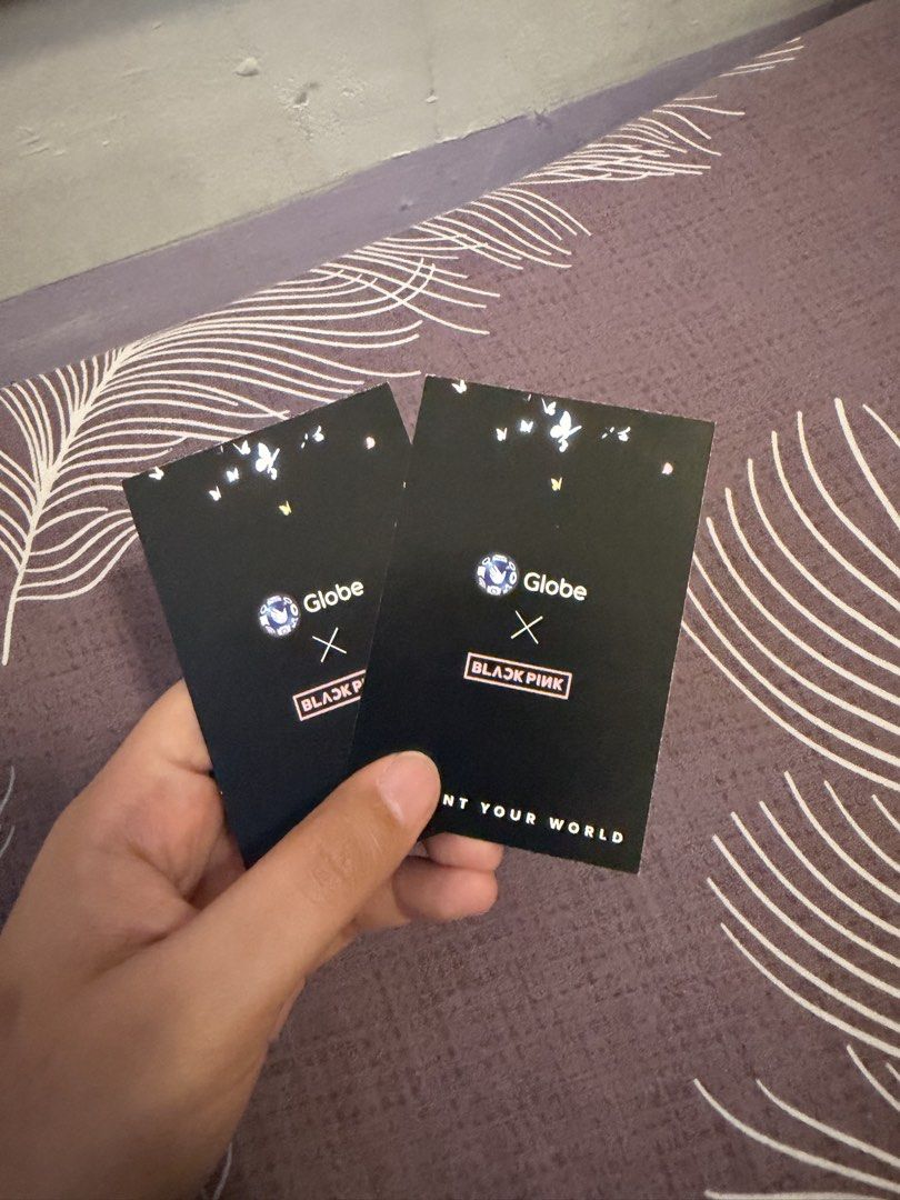 BLACKPINK x Globe Photocards Lisa Jisoo Set (Category: K-Wave Merchandise) located in Manila. Submitted by onlyccabello (Listing ID 1470730431, Image 2). Description: - Official Globe x BLACKPINK collaboration photocards - Includes Lisa and Jisoo set - Features printed signatures on the front and Globe x BLACKPINK logo on the back - Clean edges, kept in sleeves since unboxing - Selling as a set only.