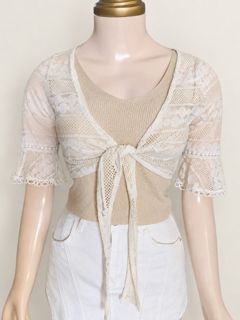 Bolero lace (Category: Others Tops) located in Angeles City. Submitted by milovewardrobe (Listing ID 1470594774, Image 1). Description: Upto med Small size mannequin for reference 3pcs available bolero if take all po 200 3pcs.