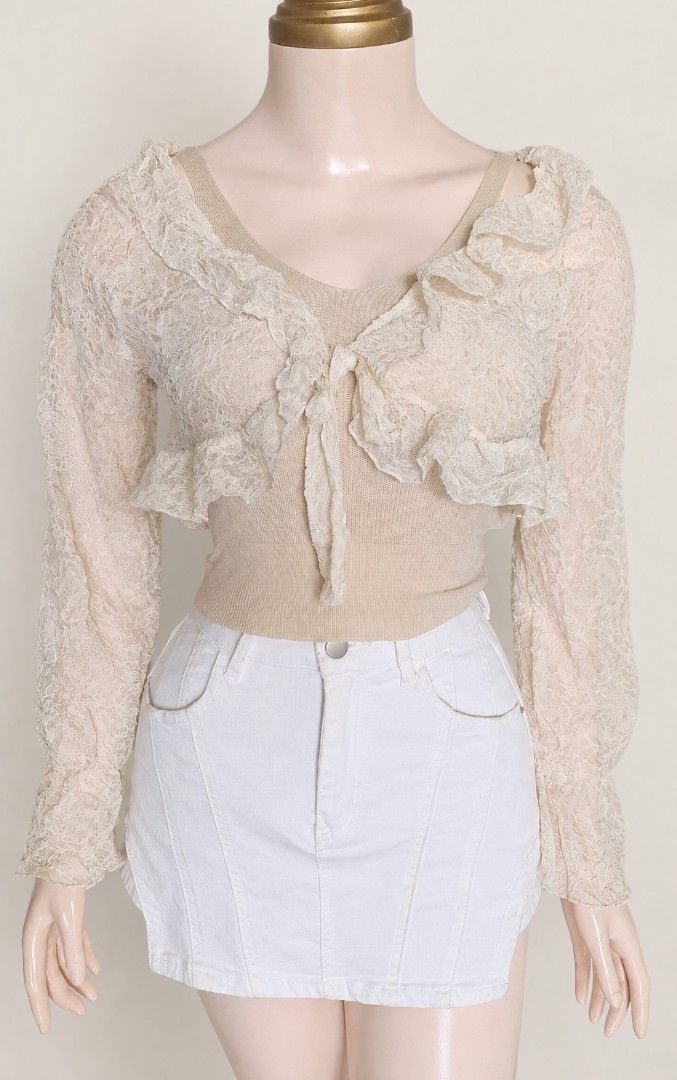Bolero lace longsleeves (Category: Others Tops) located in Angeles City. Submitted by milovewardrobe (Listing ID 1470593738, Image 1). Description: Upto semi large Small size mannequin for reference 3pcs available bolero if take all po 200 3pcs.