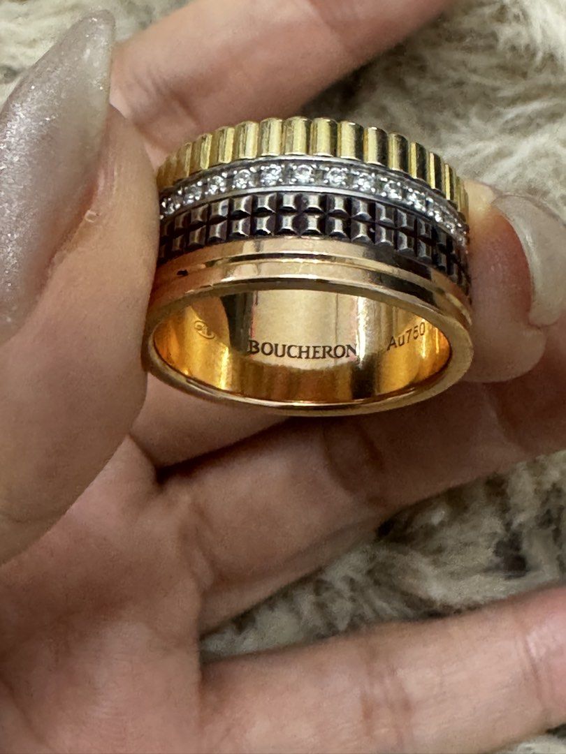 Boucheron Quatre Classique Diamond Ring Au750 (Category: Luxury Accessories) located in Manila. Submitted by abxxde (Listing ID 1470664514, Image 2). Description: Authentic Boucheron Quatre multi-band ring in 18k solid gold (Au750) Size: 58/8.5 Inclusion: Boucheron Double Box Current Market Price: +/- 800,000 Pesos !!!This is super steal price!!!! .