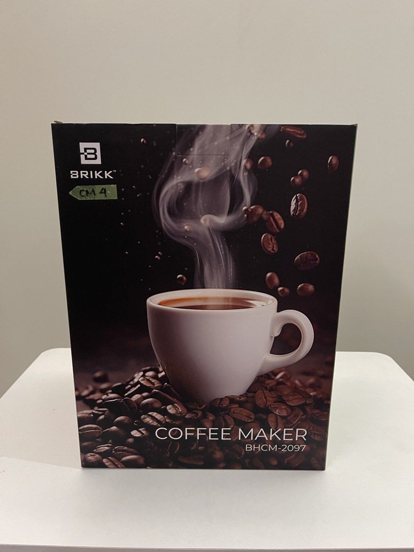 Brikk Coffee Maker BHCM-2097 (Category: Coffee Machines & Makers) located in Quezon City. Submitted by bravehorse_f1f6d5 (Listing ID 1470711802, Image 1). Description: - Brand: Brikk Coffee Maker - Model: BHCM-2097 - Condition: Brand new, unopened box, packaging untouched - Glass carafe with a heat-resistant handle - Keep-warm plate function to keep your coffee hot - Non-drip valve to prevent mess - Visible water level indicator on the side - Eas