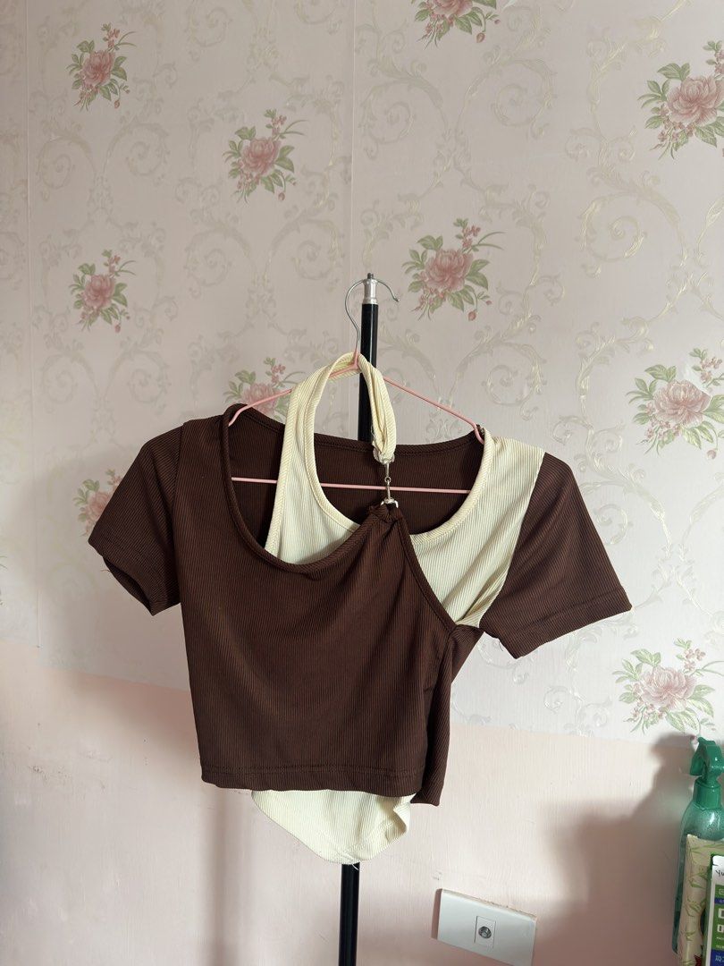 Brown & Cream Layered Ribbed Top (Category: Others Tops) located in Cavite. Submitted by yuri_9989 (Listing ID 1470596653, Image 2). Description: ✦ Preloved ✦ Brown and cream color combination ✦ Short sleeves ✦ Ribbed fabric ✦ Layered, asymmetrical neckline design 📩 DM to claim 💳 Payment first before shipping GoTyme • Bank • MariBank.