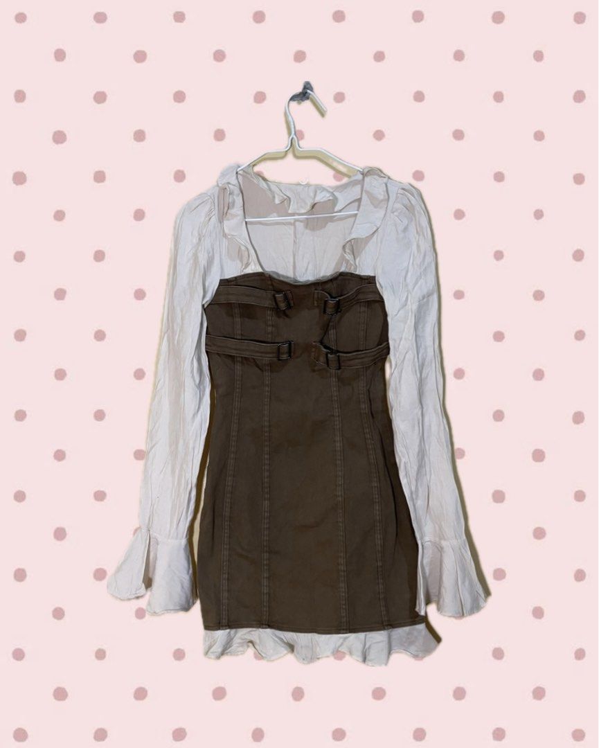 Brown Two-tone Casual Dress (Category: Dresses) located in Bacoor. Submitted by s4dee (Listing ID 1470619223, Image 1). Description: size: xs - small - belt detail - cute when worn.