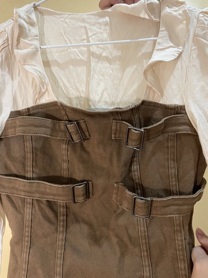 Brown Two-tone Casual Dress (Category: Dresses) located in Bacoor. Submitted by s4dee (Listing ID 1470619223, Image 2). Description: size: xs - small - belt detail - cute when worn.