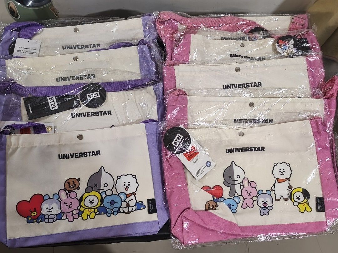 BT21 Universtar sling bag (Category: K-Wave Merchandise) located in Manila. Submitted by abubotph (Listing ID 1470605995, Image 1). Description: Available in pink and purple..