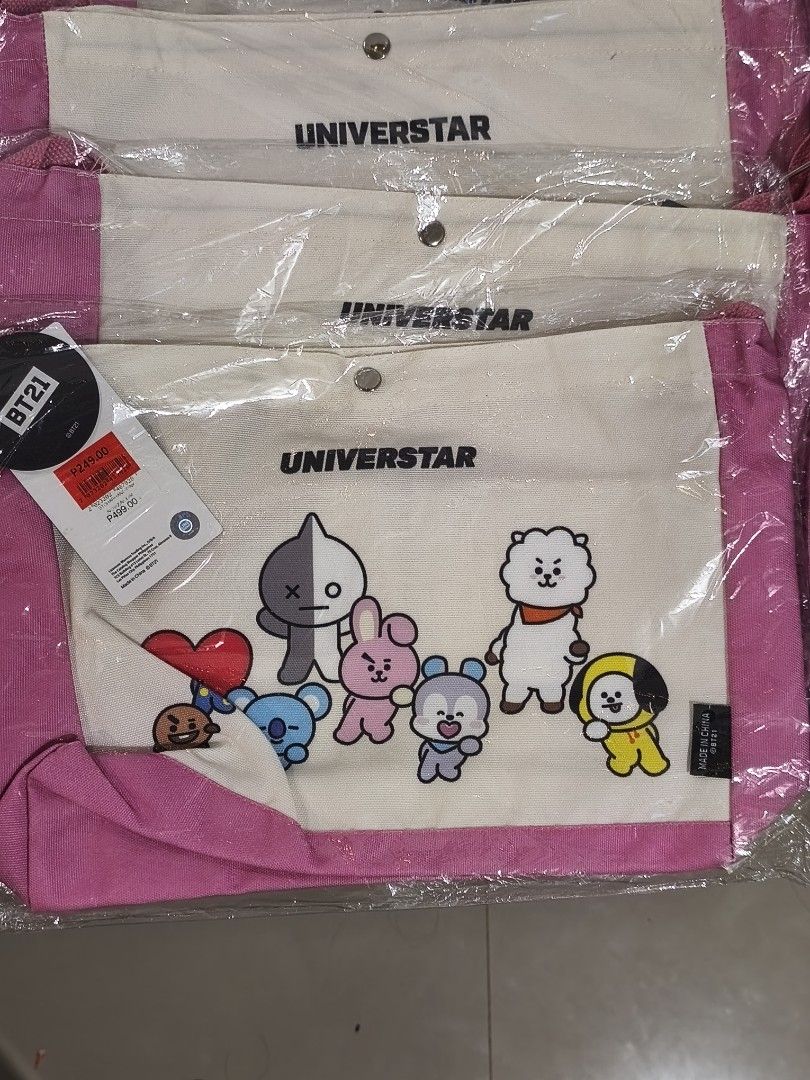 BT21 Universtar sling bag (Category: K-Wave Merchandise) located in Manila. Submitted by abubotph (Listing ID 1470605995, Image 2). Description: Available in pink and purple..