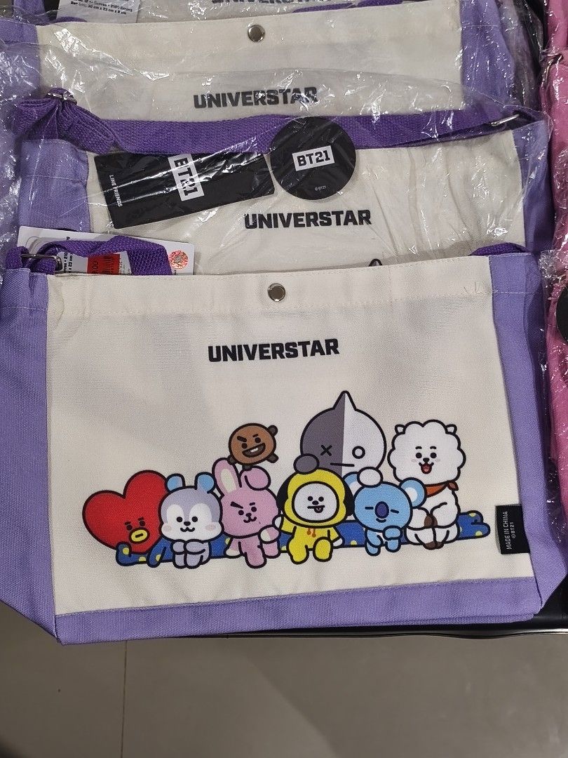 BT21 Universtar sling bag (Category: K-Wave Merchandise) located in Manila. Submitted by abubotph (Listing ID 1470605995, Image 3). Description: Available in pink and purple..