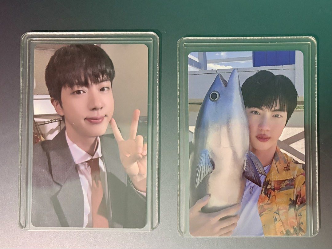 BTS Jin Happy Weverse POB Set (Category: K-Wave Merchandise) located in Muntinlupa City. Submitted by glossrunch (Listing ID 1470565359, Image 1). Description: P650 + lsf *actual photos posted *stored in binder with sleeves, toploader and binder *with visible dent (see photos) *no to sensitive ❌ rfs: decluttering GCash/BPI J&T 🏷️ bts rm jin suga jhope jimin v jungkook arirang pc photocard jin tuna .