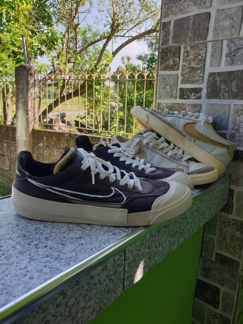 Bundle 2 Nike Sneakers (Category: Sneakers) located in Bani. Submitted by thriftmaggots.ph (Listing ID 1470636507, Image 1). Description: Bundle for 1k+Sf Nike Drop Type HBR(Black/White) US 9 / 27CM Nike Blazer Low 77 PRM US 9.5 / 27.5CM Minimal dirt/Minimal sole sep/Minimal heeldrag Good condition both Used item Location Pangasinan, luzon Payment first Open for shipping Pass to cod/cop.