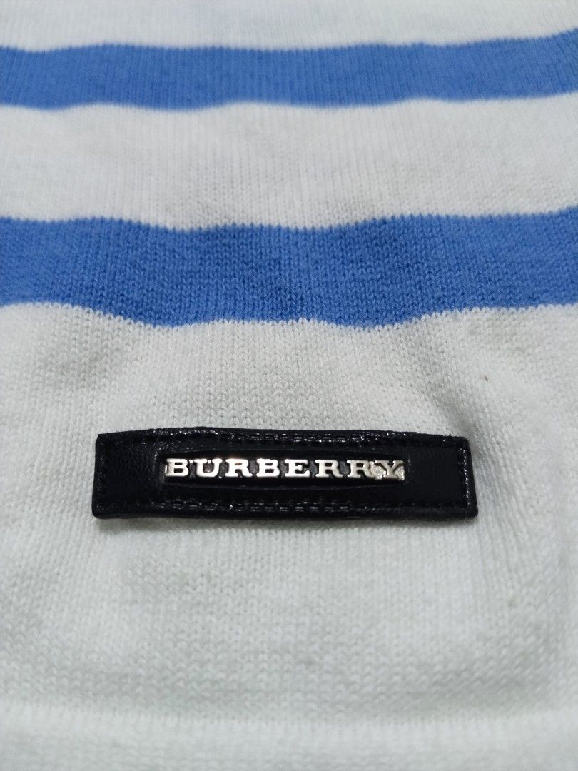 Burberry brit knit striped shirt (Category: Luxury Apparel) located in Manila. Submitted by micx_0809 (Listing ID 1470662802, Image 2). Description: Burberry brit knit striped shirt Size Medium Dimention - W19 x L26.5 Colorate - 9.9/10 Excellent Condition 599 + SF Dm sure buyer 📩.