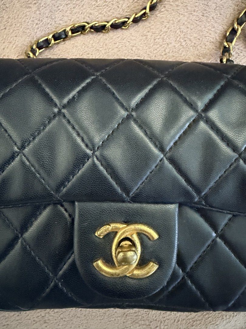 C Black Flap Bag with Gold Hardware (Category: Luxury Bags & Wallets) located in Manila. Submitted by bagzbaby1996 (Listing ID 1470558957, Image 2). Description: - vintage classic bag - can fit phone - still negotiable for sure buyer - signs of usage .